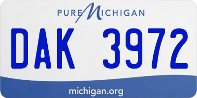 MI license plate DAK3972