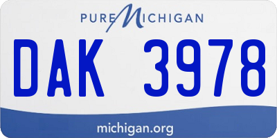 MI license plate DAK3978