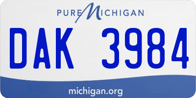 MI license plate DAK3984