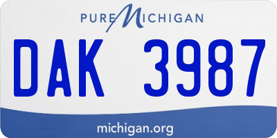 MI license plate DAK3987