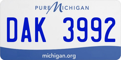 MI license plate DAK3992