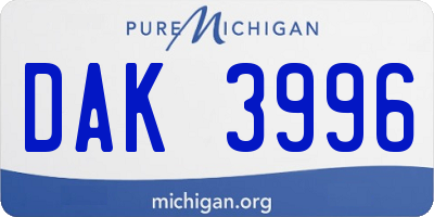 MI license plate DAK3996