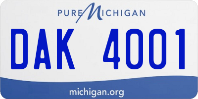MI license plate DAK4001