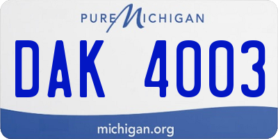 MI license plate DAK4003