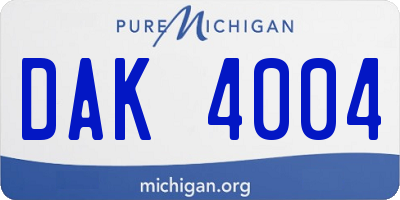 MI license plate DAK4004