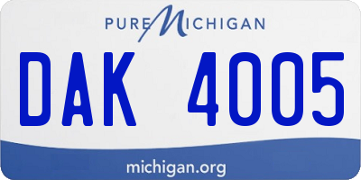 MI license plate DAK4005