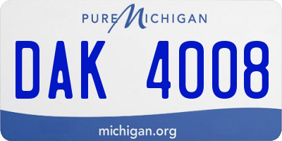 MI license plate DAK4008