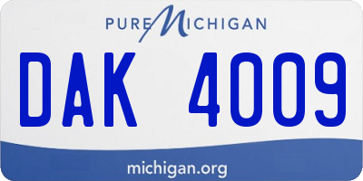 MI license plate DAK4009