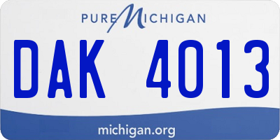 MI license plate DAK4013