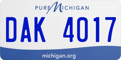 MI license plate DAK4017