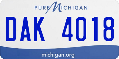 MI license plate DAK4018