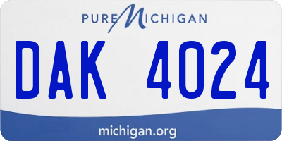 MI license plate DAK4024