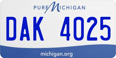MI license plate DAK4025