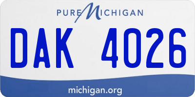 MI license plate DAK4026