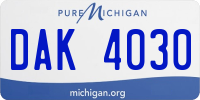 MI license plate DAK4030