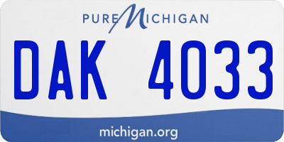 MI license plate DAK4033