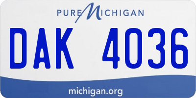 MI license plate DAK4036