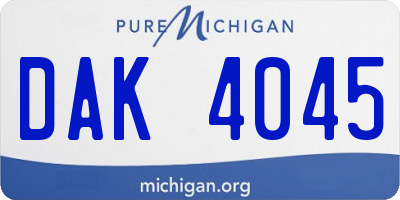 MI license plate DAK4045