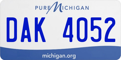 MI license plate DAK4052