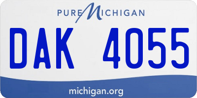 MI license plate DAK4055
