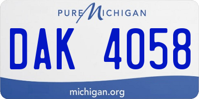 MI license plate DAK4058