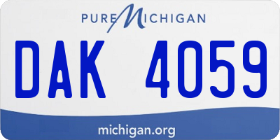 MI license plate DAK4059