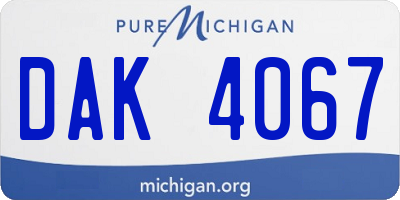 MI license plate DAK4067