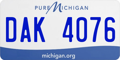 MI license plate DAK4076