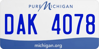 MI license plate DAK4078