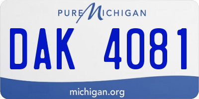 MI license plate DAK4081