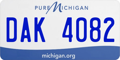 MI license plate DAK4082