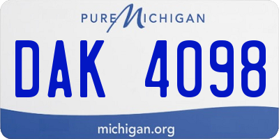 MI license plate DAK4098
