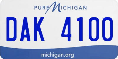 MI license plate DAK4100