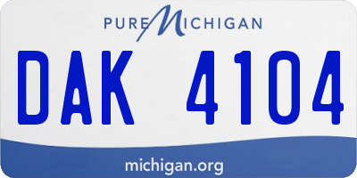 MI license plate DAK4104