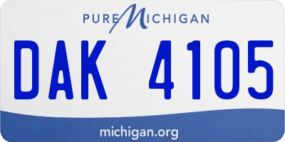 MI license plate DAK4105