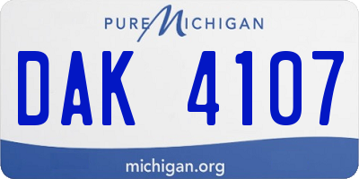 MI license plate DAK4107