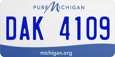 MI license plate DAK4109