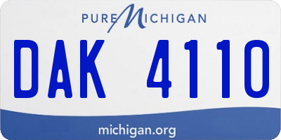 MI license plate DAK4110