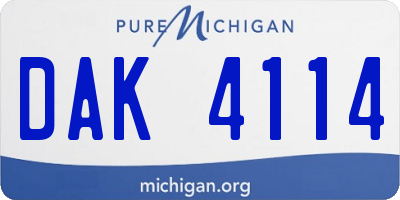 MI license plate DAK4114
