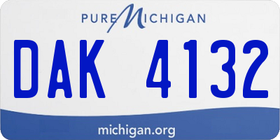 MI license plate DAK4132