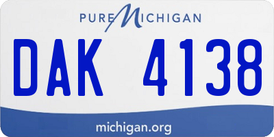 MI license plate DAK4138