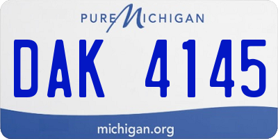 MI license plate DAK4145