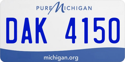 MI license plate DAK4150
