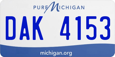 MI license plate DAK4153