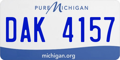 MI license plate DAK4157