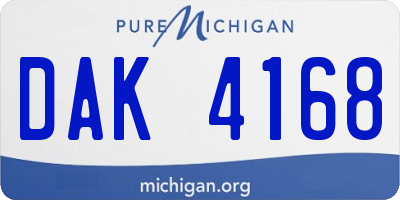MI license plate DAK4168