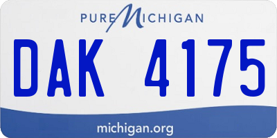 MI license plate DAK4175