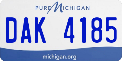 MI license plate DAK4185