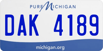 MI license plate DAK4189