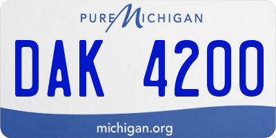 MI license plate DAK4200